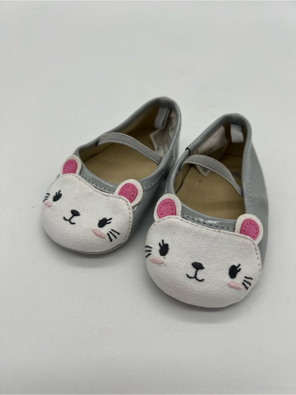 Baby Girl Gymboree Size 2 Kitty Shoes Gray Pink